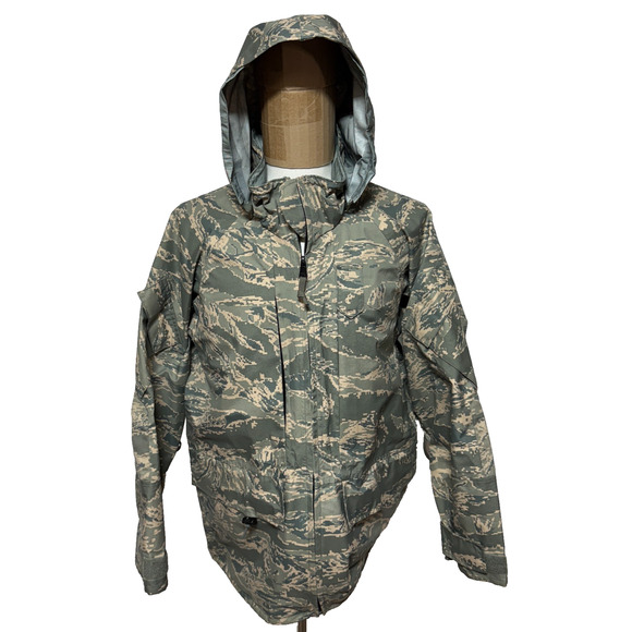 Military Parka Jacket Mens Large Hooded USAF Digital Camo Waterproof Rain Coat - Picture 1 of 15